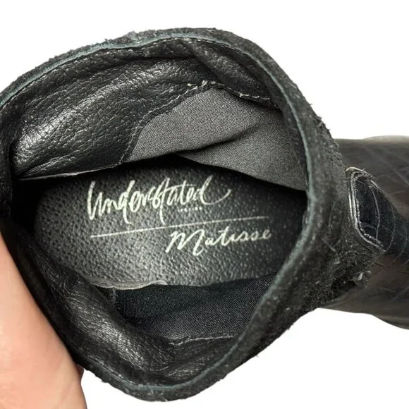 Matisse‎ X Understated Black Leather Boot Done N Dusted Suede Pointy Toe Western - Picture 9 of 10